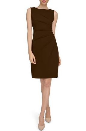 Calvin Klein Sleeveless Side Ruched Sheath Dress in Coffee Bean at Nordstrom Rack, Size 10