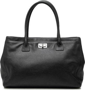 Chanel Black Leather Handbag Tote Bag (Pre-Owned)