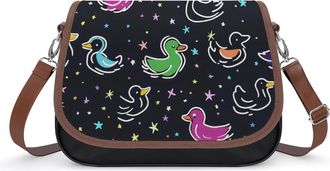 Generic Y2k Star Rubber Ducks Leather Crossbody Bags for Women Messenger Handbag Purse Shoulder Bag