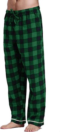 Generic Mens Cotton Flannel Comfortable Pajama/Lounge Bottoms with Pockets - Plaid, Relaxed Fit, Drawstring Waist, Sizes S-5XL