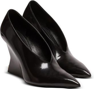 Balmain Shiny lambskin Wedge pumps in Black at Nordstrom, Size 37 Eu