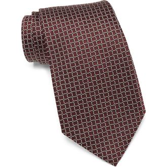 Ermenegildo Zegna Tile Silk Tie in Dark Red Fan at Nordstrom