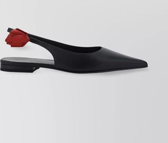 Magda Butrym floral applique leather pointed toe ballerinas