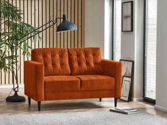 Furniturebox Jade 2-Seater Soft Touch Velvet Sofa With Solid Wood Frame in Burnt Orange
