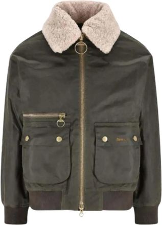 Barbour Giacca con colletto in shearling e tasca - Verde