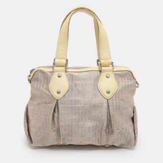 DKNY Dkny Pink/yellow Signature Fabric And Leather Satchel