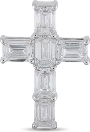 Luxury Bazaar 18K White Gold 4.25ct Diamond Cross Pendant ACR-18461