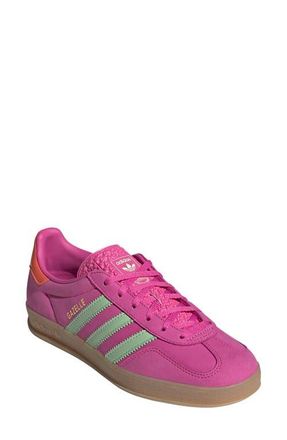 adidas Gazelle Indoor Sneaker in Fuchsia/Green Spark/Coral at Nordstrom, Size 10.5