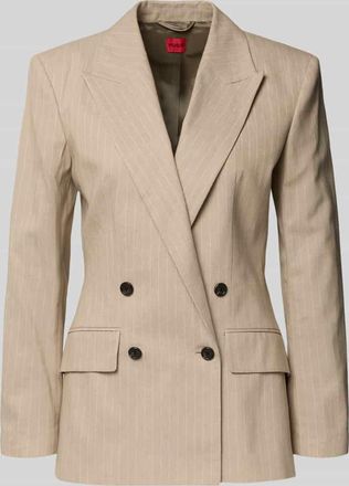 HUGO BOSS Regular Fit Longblazer aus Baumwoll-Mix Modell AZENIA in Sand, Gr&ouml;&szlig;e 32