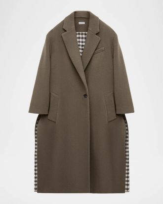 Loewe Gingham Cashmere Single-Breasted Coat