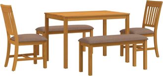 vidaXL Conjunto De Comedor 5 Uds. Gris Madera De Roble S&oacute;lido Vidaxl