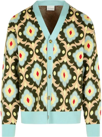 Drôle de Monsieur Tapisserie Khaki Merino Wool Cardigan