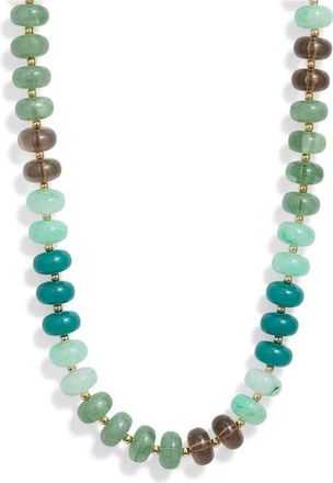 Nordstrom 12mm Beaded Necklace in Green Multi- Gold at Nordstrom