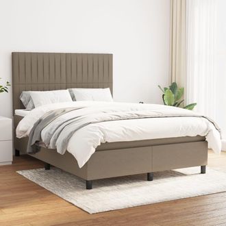 vidaXL Vidaxl - Cama Box Spring Con Colch&oacute;n Tela Gris Taupe 140x190 Cm