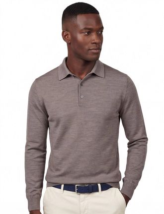 Profuomo polo lange mouw Profuomo bruin slim fit
