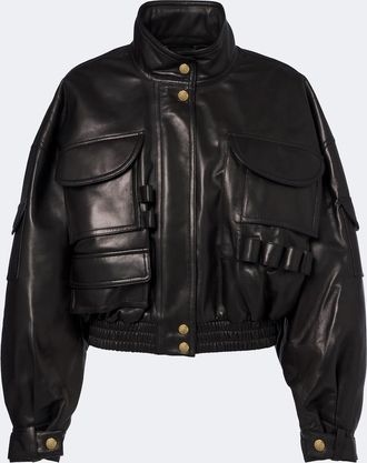 Balmain Cropped leather jacket