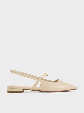 Charles & Keith Trifina Metallic-Accent Pointed-Toe Slingback Flats
