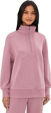 Varley Molly Half Zip Longline Sweat Womens Sweatshirt Wistful Mauve : XXS, Elastane/Polyester/Viscose