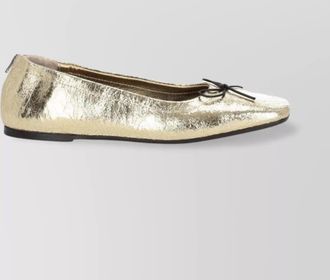 Golden Goose zip laminated wrinkled leather ballerina shoes