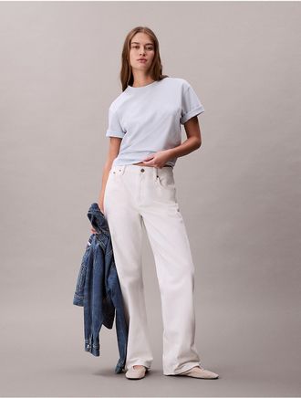 Calvin Klein Jeans Calvin Klein Womens Embroidered Logo Graphic Boxy T-Shirt - Light/Pastel Blue - XL