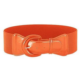 Grace Karin Damen Vintage Breiter Dehnbarer Cinch G&uuml;rtel Leder Schnalle Tailleng&uuml;rtel - Orange - XXX-Large