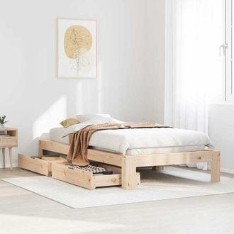 vidaXL Estructura De Cama Sin Colch&oacute;n Madera Maciza Pino 75x190 Cm Vidaxl
