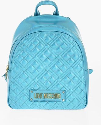 Moschino LOVE Quilted Laminated Faux Leather Backpack size Unica