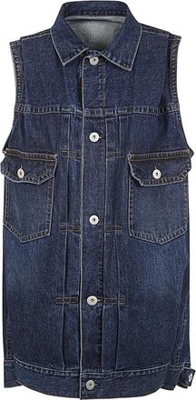 sacai Denim Vest - Dames - Bodywarmers - Blauw - L - Denim - Jassen