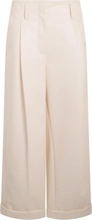 Philosophy di Lorenzo Serafini Wijde Lichte Broek met Hoge Taille Elegant - Dames - Wijde Broeken - Beige - XL - Polyester - Broeken