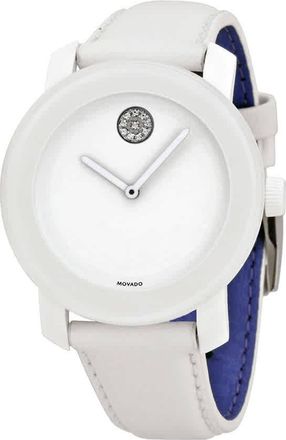 Movado Bold Crystal Accent White Leather Watch 3600043
