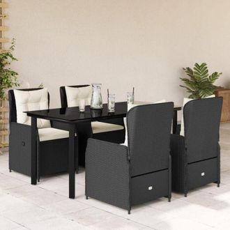 vidaXL Set De Muebles Jard&iacute;n 5 Pzas Con Cojines Rat&aacute;n Sint&eacute;tico Negro Vidaxl