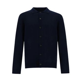 Herno Ribbed Wool Cardigan - Heren - Truien - Blauw - Maat: M Wol