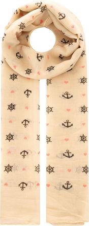 Zwillingsherz Schal ZWILLINGSHERZ Anker, Damen, beige, Web, Obermaterial: 100% Polyester, Modet&uuml;cher Schal, Ankermotiv, leichter Stoff, maritimer Look