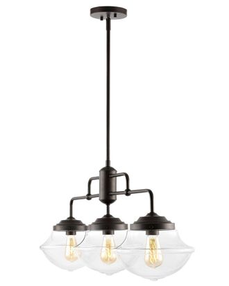 Jonathan Y Designs Jonathan Y Avery 37In 3-Light Industrial Farmhouse Rustic Iron/Glass Linear Led Pendant