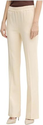 Twinset Broek met elastische tailleband - Dames - Wijde Broeken - Beige - M - Polyester - Broeken