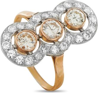 Luxury Bazaar 14K Rose Gold 1.65ct Diamond Halo Ring MF06-070226