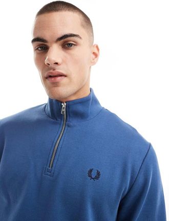 Fred Perry Felpa blu con zip corta