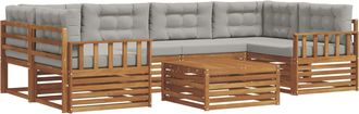 vidaXL Conjunto De Sof&aacute;s De Exterior 7 Uds. Gris Natural Y Claro Vidaxl