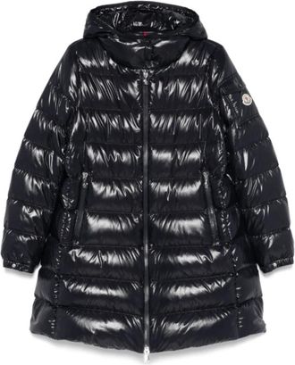 Moncler Navy Blauwe Hoodie met Logo - Dames - Dons jassen - Blauw - XL - Jassen