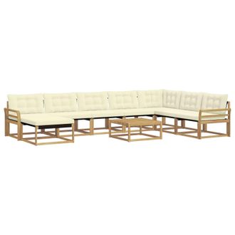 vidaXL Conjunto De Sof&aacute;s De Exterior 9 Uds. Blanco Y Crema Vidaxl