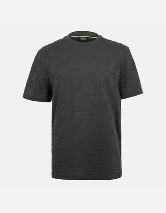 HUGO BOSS Mens Hexaquilt Regular Fit Short Sleeve T-Shirt - Navy - Size: 38