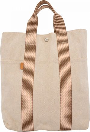 Herm&egrave;s Beige Canvas Tote Bag (Pre-Owned)