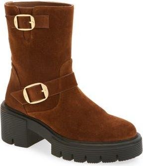 Stuart Weitzman Soho Moto Bootie in Coffee at Nordstrom Rack, Size 8.5