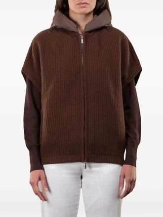 Moorer Amida cape met capuchon en rits - Bruin