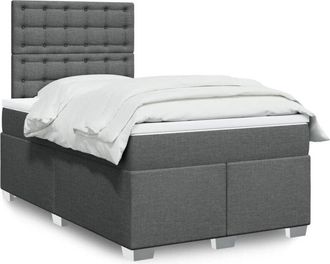 vidaXL Cama Box Spring Con Colch&oacute;n Tela Gris Oscuro 120x200 Cm Vidaxl