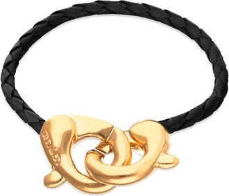 UNOde50 Black leather strap with 18k gold-plated interlocking carabiner detail at Nordstrom, Size X-Large