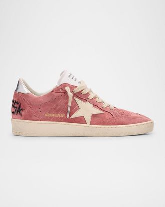 Golden Goose Ball Star Suede Metallic Low-Top Sneakers