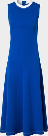 Akris Contrast-Neck Sleeveless Signature Jersey Midi Dress