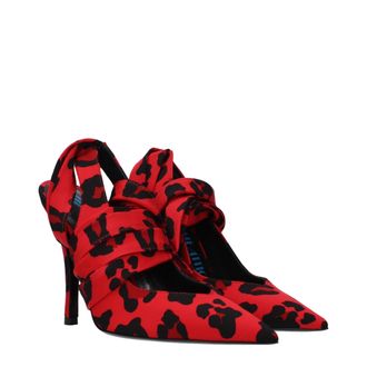 The Attico Womens Animal-Print Fabric Heel Red