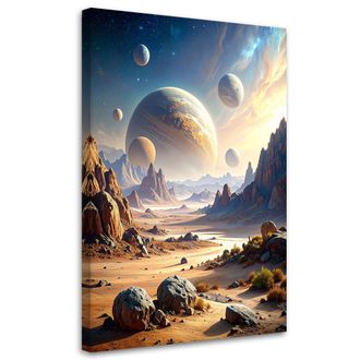 Feeby Cuadro En Lienzo Planetas Cosmos Monta&ntilde;as Naturaleza 70x100